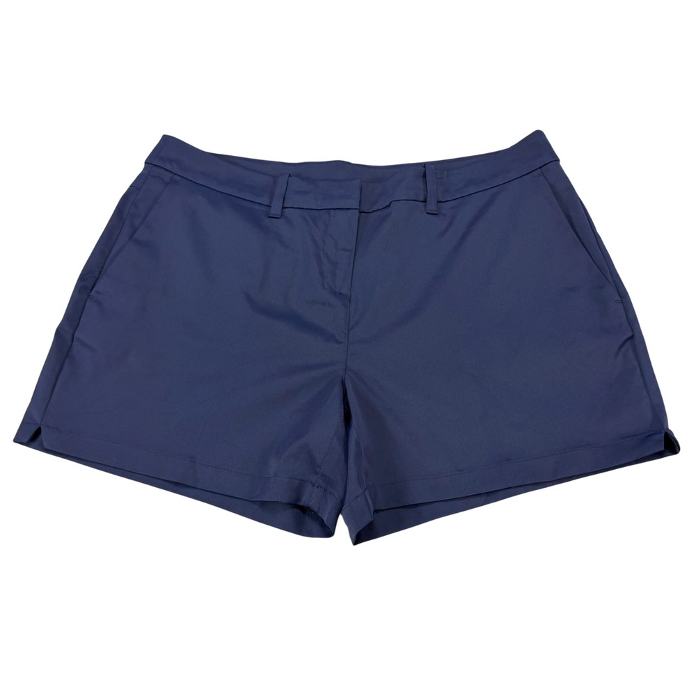 PGA Tour Womens Golf Shorts Navy Blue Performance Size 10 Solid Flat Front‎